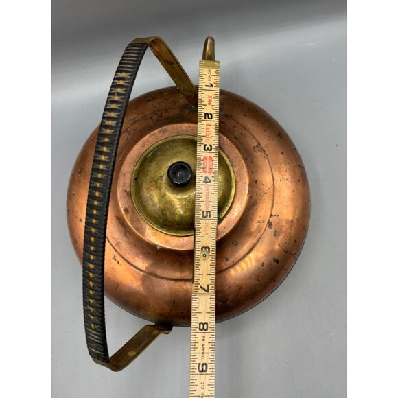 Vtg 70s Copper Brass‎ Teapot Tea Kettle Black Handle Decor - Picture 8 of 8
